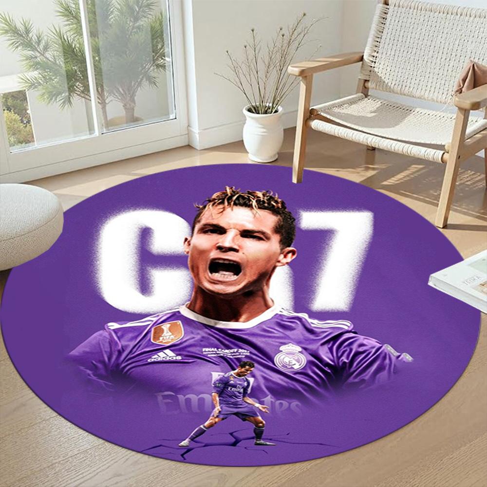 Cristiano Ronaldo Round Area Rug Perfect for Outdoor Dining Room Kitchen Bedrooms Antislip Round Carpet Anime Office Decor Perfect Gift for Women Men