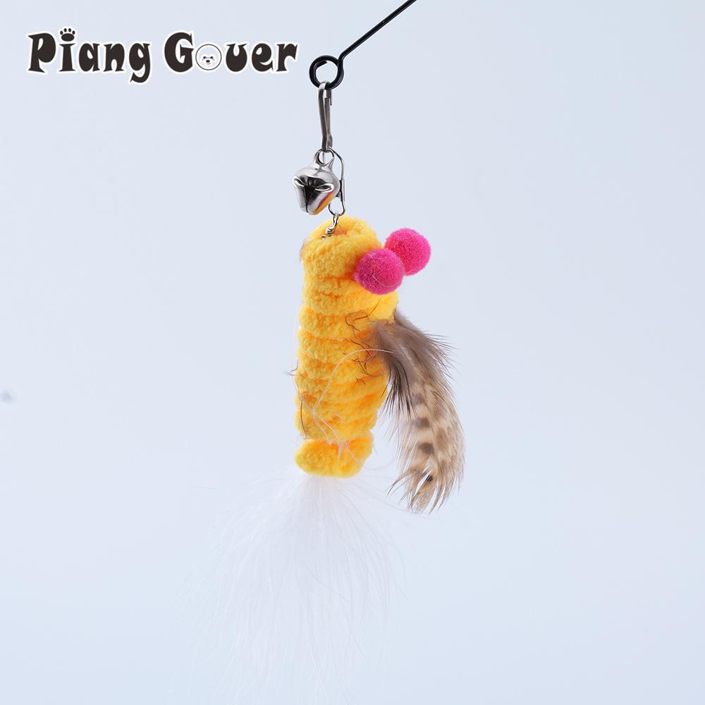 6pcs Mix Plush Bug Feather Teasing Cat Stick Replacement Head Cat Toy Kitten Interactive Toys Pet Supplies