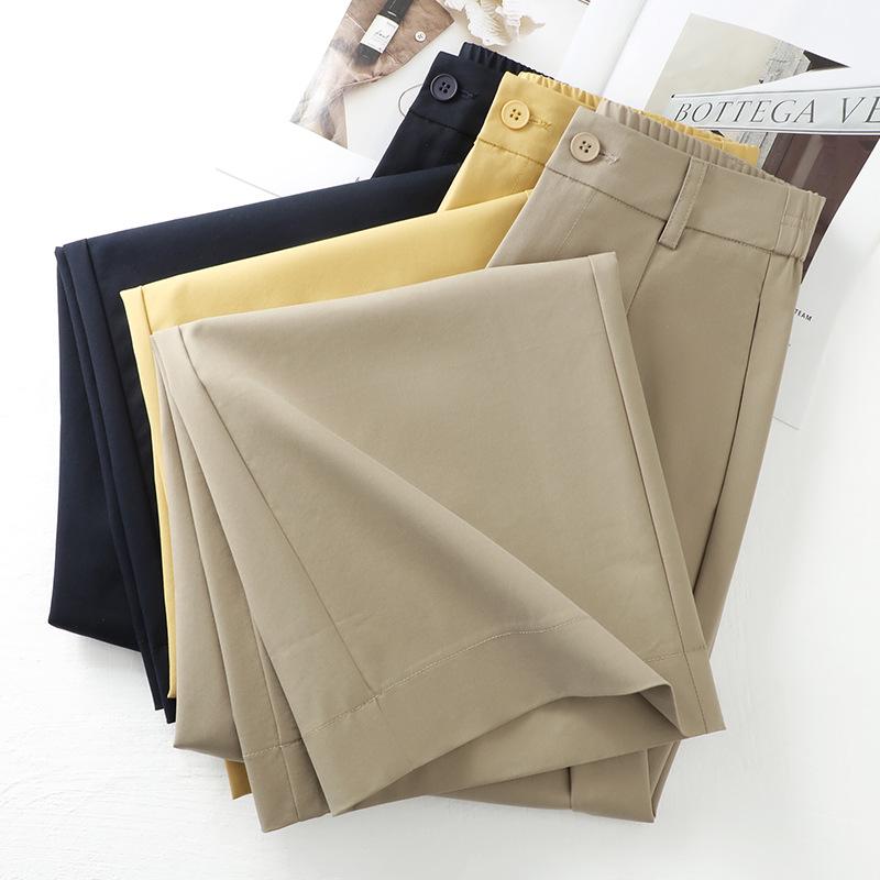 Women's Yellow Retro Narrow Straight-Leg Draping Pants - Spring/Autumn 2025 Collection