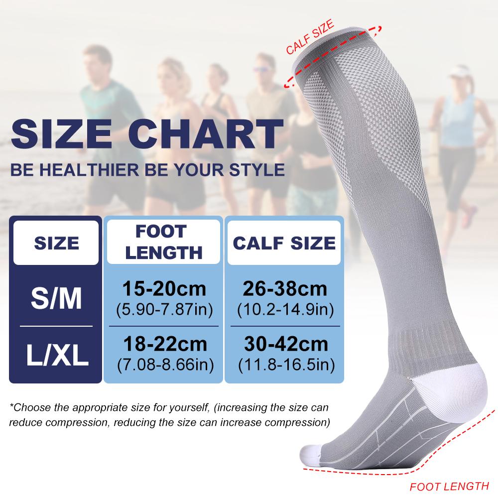 1 Pair Compression Socks For Women And Men 20-30Mmhg - Circulation Support Socks