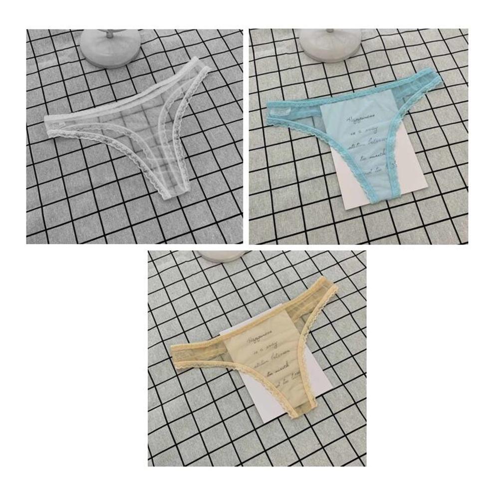 1PCS Transparent Ultra Thin Sexy Thong Women Lace G String Panty Low Waist Ruffles Underwear
