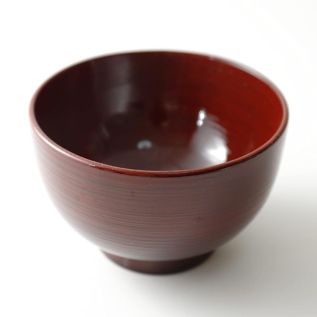 Osaka Choseido Wooden Soup Yamanaka Lacquer Dishwasher-Safe Bowl, Lacquer, 10.5cm Diameter, 250ml, Sabi-Negoro
