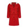 Women's Solid Color Long Sleeved Hooded Long Coat With Woolen Buttons