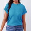 Summer New Plus-size Fashionable Women's Round-neck Solid Color Small Flying Sleeve Short-sleeved T-shirt