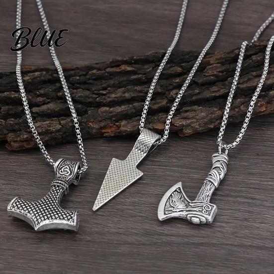 Evil Eye Repellent Jewelry 3Pcs Viking Necklace Hammer Spearhead Ax