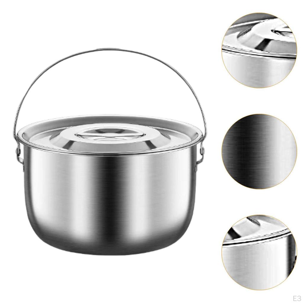 Camping Pot Cooking Cookware with Handle and Lid for Kitchen,Party,Commercial