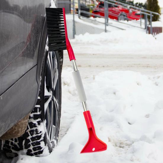 Snow Shovel Ice Scraper Car Windshield Lightweight Snow Scraper with Rubber Edges De-Icing Grooves