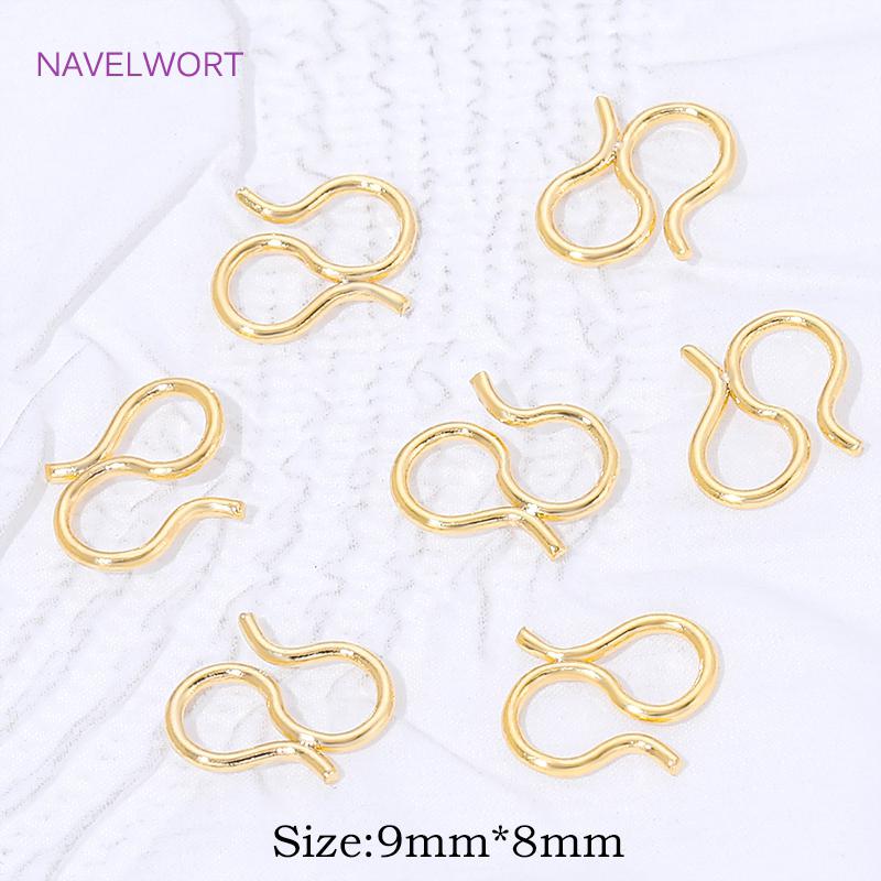 18K Gold Plated Brass S Shape End Clasps Hooks Chain Connectors For Jewelry Making DIY Handmade Bracelets Necklace Accessories