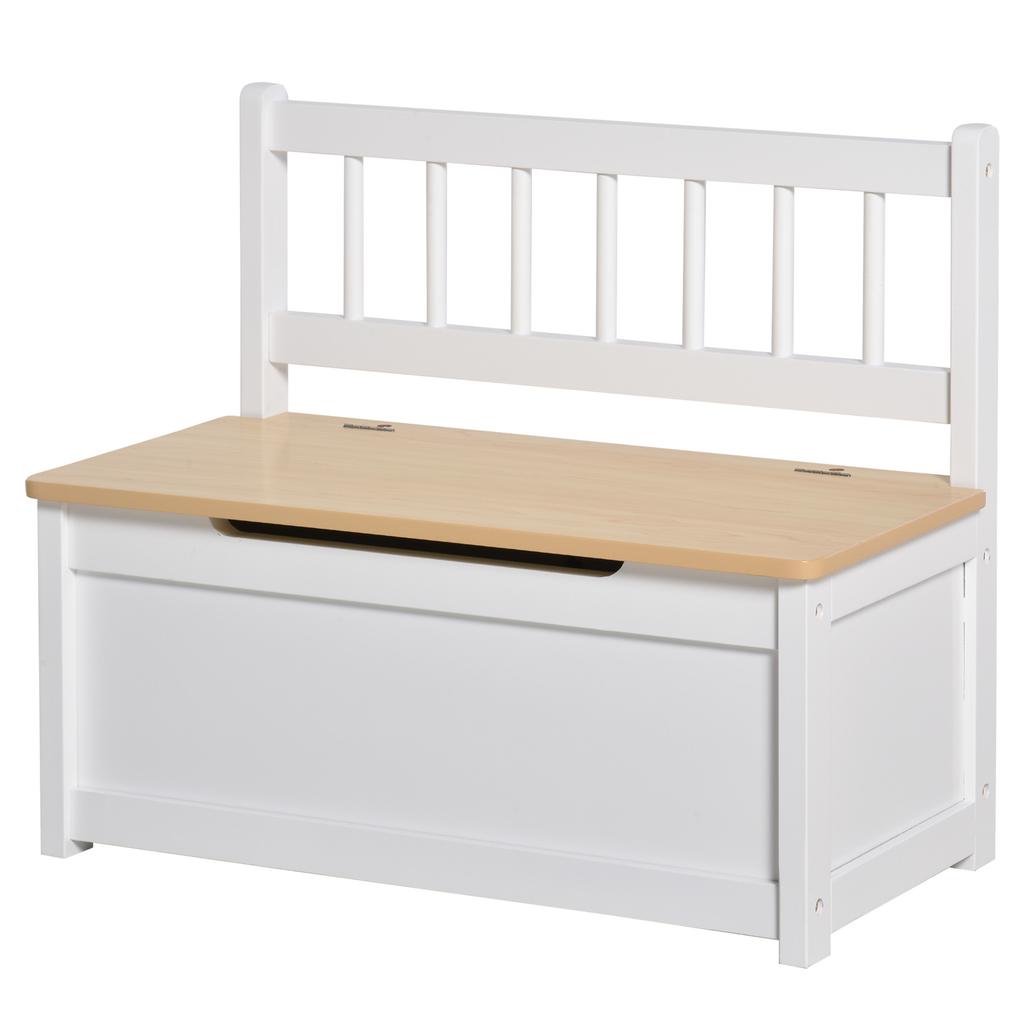 2 In 1 Wooden Toy Box Seat Storage Bench Storage Chest Cabinet Organiser With Safety Pneumatic Rod