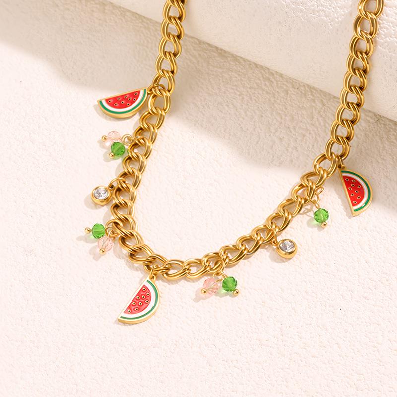 Elegant High-End Titanium Steel Fruit Necklace - Women's Versatile, Non-Fading Jewelry