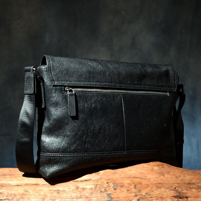 Acht Wildschwein INDRA Dickes Echtes Rindsleder Rechteckig Mittel Klappe Schultertasche (Schwarz b14, Braun b16) - Echte Lederschultertasche, Crossbody