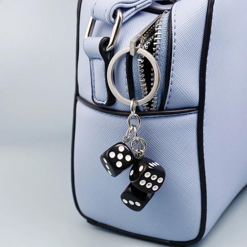 Smiling Face Dice 8 Ball Charm Keyring Backpack Decoration Handmade Pendant Keyring Fashion Bag Charm Fashion Keychain