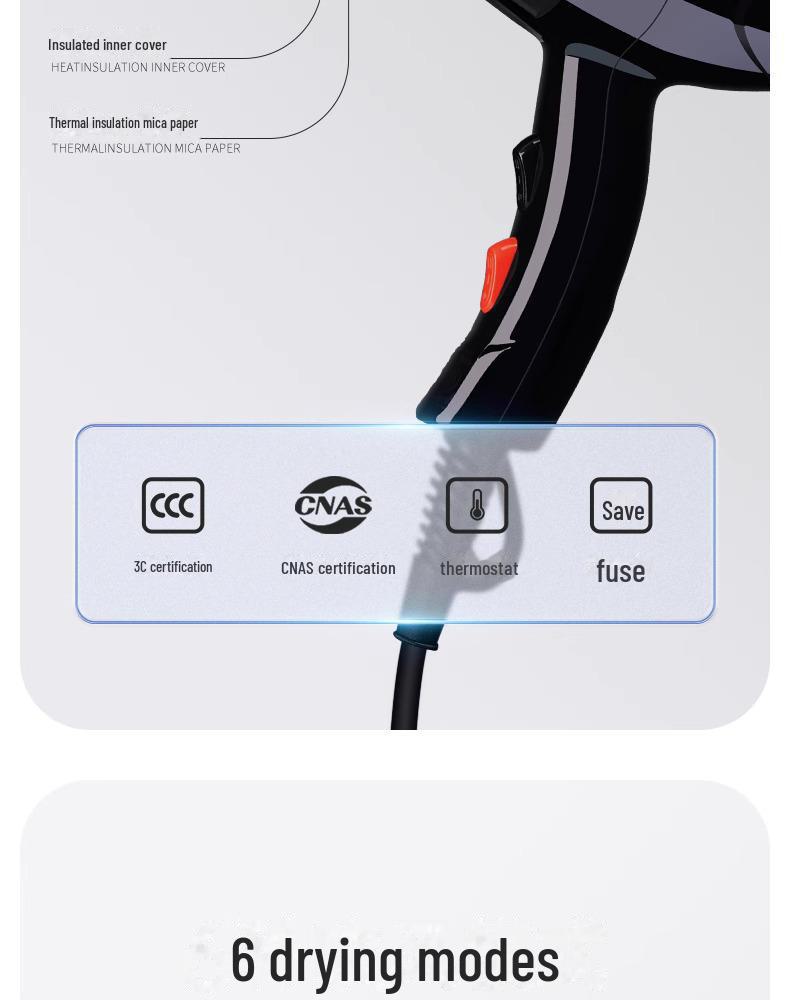 Vysoce výkonný fén Kangfu: Silný horký a studený vítr, konstantní teplota, šetrná péče o vlasy