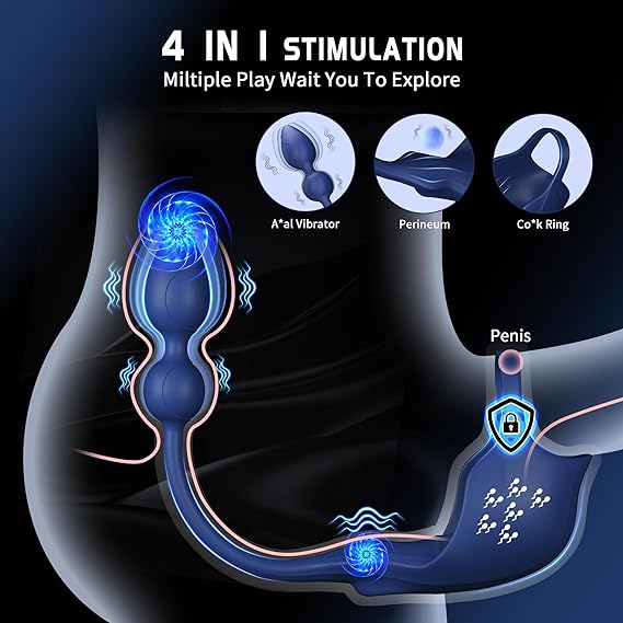 Vibrating Cock Ring Anal Plug Penis Ring Prostate Vibrator Sex Toys for Men Mode Testicle Massage Anal Butt Plug Penis Ring Male Masturbator