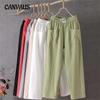 Zomer Damesbroek Katoen Linnen Casual Broek Losse rechte broek Negenpuntige Harenbroek