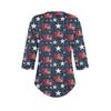 3/4 Ärmel Damen Tops Sommer T-Shirts Druck Rundhalsausschnitt Lässig Basic T-Shirt Knopfhemden Tunika Tops