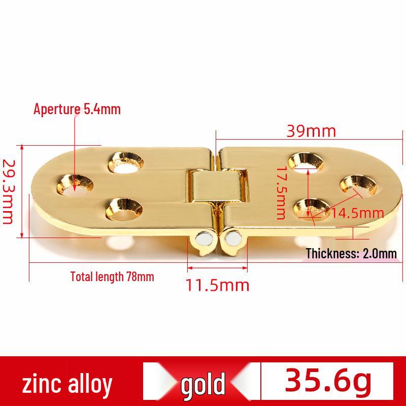 Zinc Alloy 180° Flip-Up Folding Hinge for Invisible Half-Round Countertop or Dining Table Cabinet.