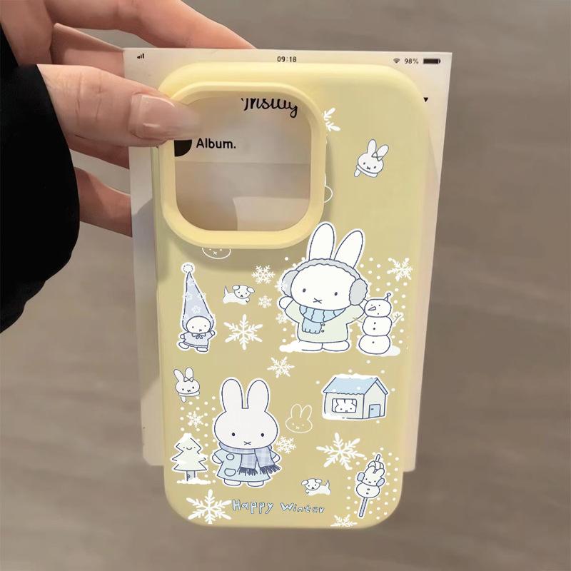 Winter Miffy Rabbit Shell for iPhone: Fits 17 Pro Max, 16, 15 Pro, 14 Plus/13 - Cute and Stylish Design