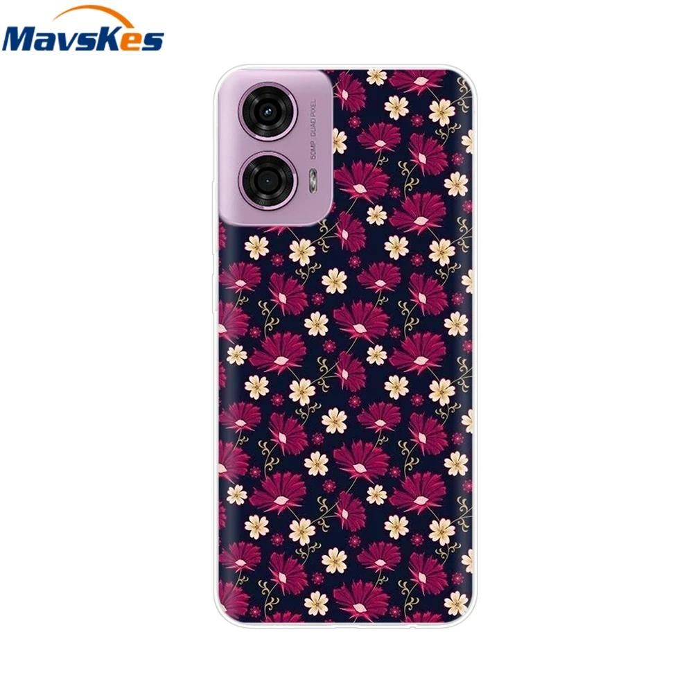 

For Motorola Moto G24 Case Lovely Cartoon Flower Soft Silicone Phone Cover For Motorola G04 E14 Fundas For MotoG24 Cases Coque For Moto E14