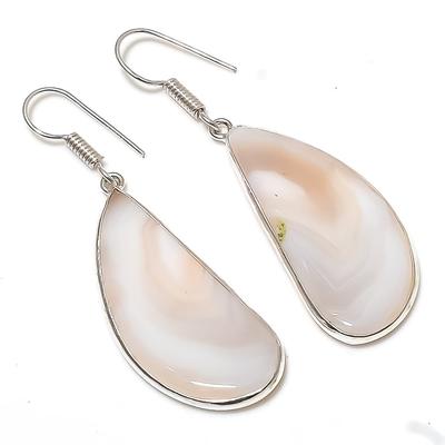 Natürlicher Montana Achat Edelstein Handgefertigter 925 Sterling Silber Ohrring 2,13" V8A64