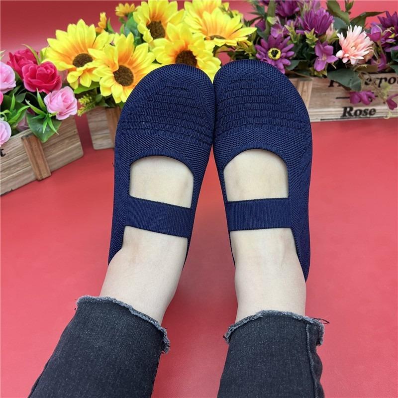 New spring and summer cloth shoes mother shoes fly-woven breathable flat-bottomed one-pedal work shoes dance shoes