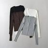 Womens V-Neck Knit Cardigan Sweater Slim Fit Single-Breasted Long Sleeve Top Casual Streetwear