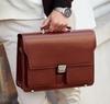 Men' Leather Briefcase - Elegant Three-Compartment Briefcase | Polish Natural Leather
