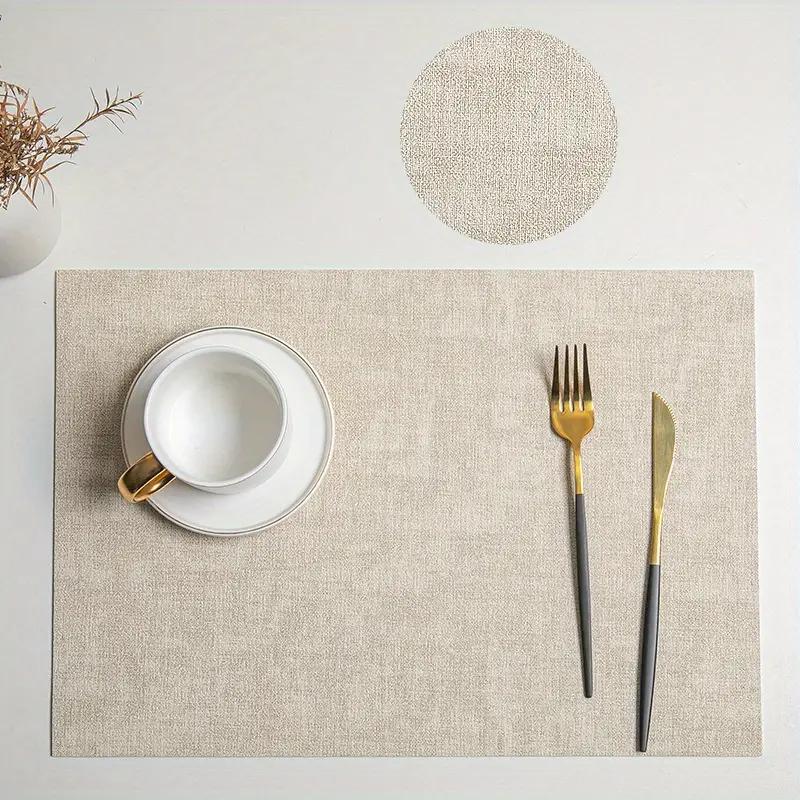 Leather Table Place Mats,Dual-Sided Cloth Pattern Rectangle Placemats for Dining Table Heat-Resistant Waterproof Mats, Placemats