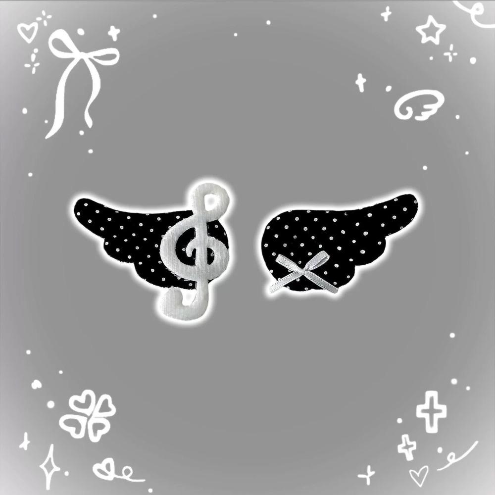 1 Pair Subculture Angel Wing Clip Polka Dot Polka Dot Barrette Y2K Hair Accessory Costume Accessory Black 1 pair