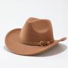 New French Felt Hat Fashionable Versatile Belt Decorative Top Hat Autumn and Winter Retro Western Cowboy Hat