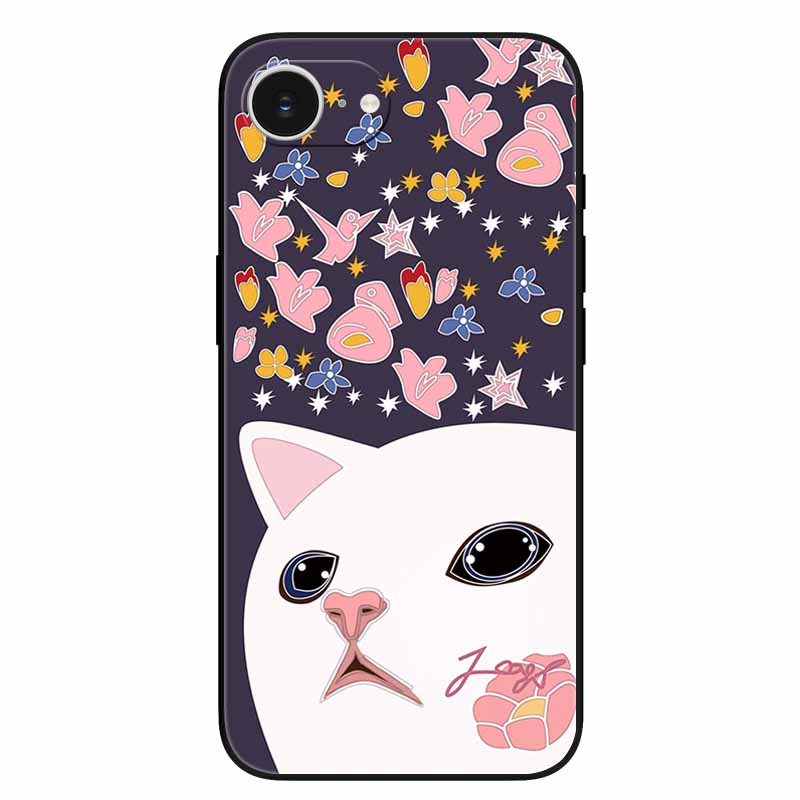 For iPhone 16e Case Soft Silicone Flowers 3D Relief Cover for iPhone 16e 2025 Black Phone Cases Funda On for Iphone16e 16 e Cool iPhone 16e