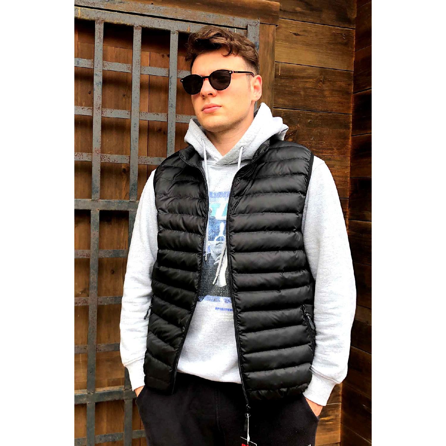 

Men s Black Down Vest With Zipper Pockets S чёрный