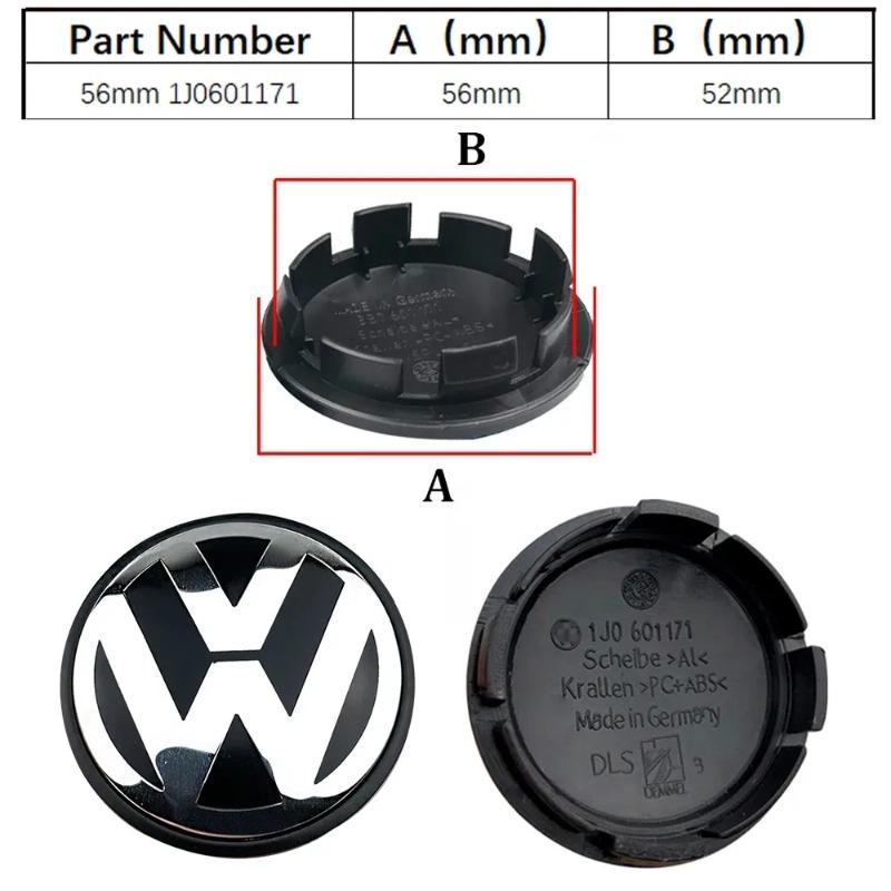 New 2026 Emblems VW Car Wheel Center Cap Hub Cover 4Pcs 55mm 60mm 56mm 65mm 70mm For Volkswagen Rline R Golf Passat Polo Arteon Jetta NC3