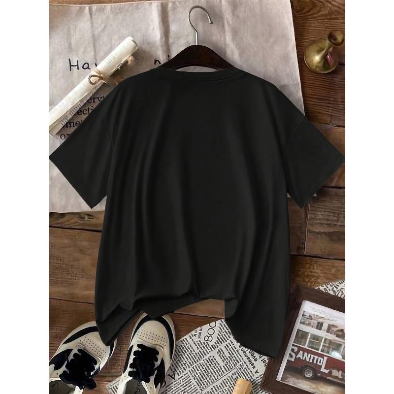 European Sizes Bow Print Summer Round Neck Short Sleeve Casual Women's T-Shirt