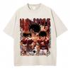 Vintage Gewaschene T-Shirts Anime Hajime No Ippo Kamogawa Boxen Gym Makunouchi KGB T-Shirts Unisex Damen Locker Baumwolle Sommer T-Shirt