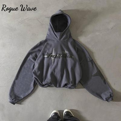 Moletom Casal Street Hip Hop RogueWave Estampa Moletom com Capuz Solto Casual Maré Roupas Masculinas Femininas