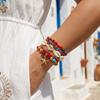 Bohemian Shell Starfish Beads Elastic Bracelet Set for Women Colorful Resin Conch Layered Bracelet Summer Party Jewelry Gift