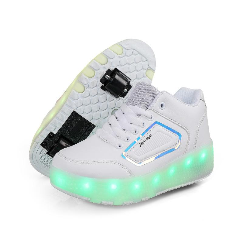 New four-wheel runaway shoes, children's roller skates, double-wheel charging models, luminous sports shoes, wheel shoes, skates, students