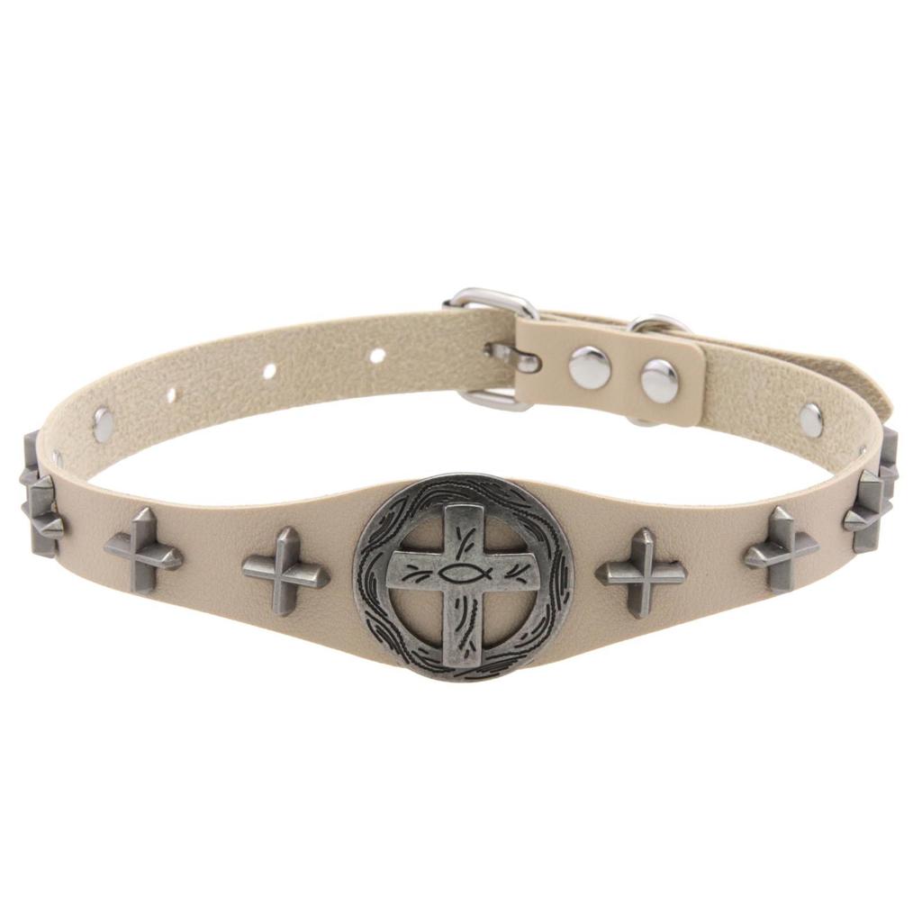 Cross PU Leather Choker, Punk Gothic Cross Hip Hop Rock Clavicle Necklace