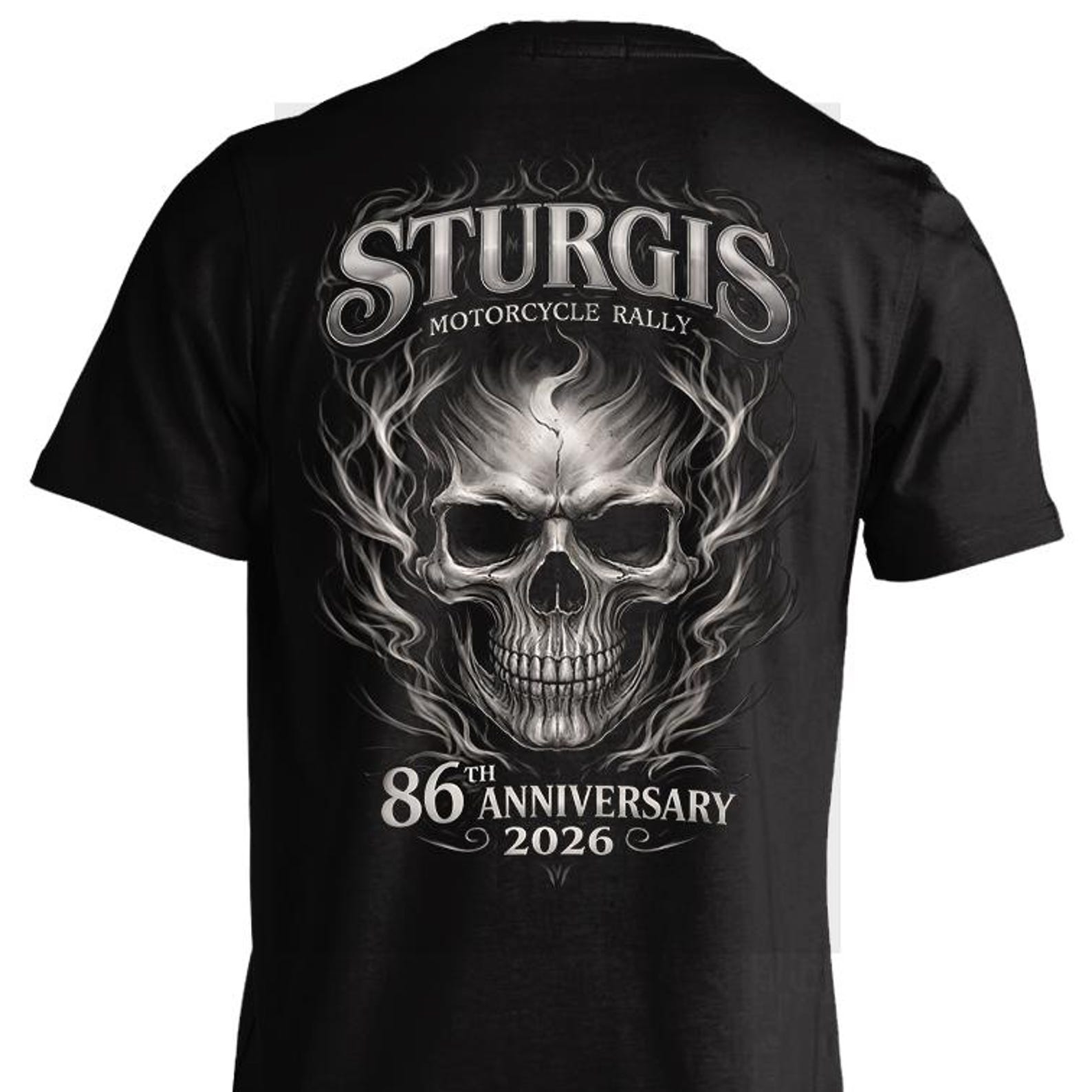 2026 Sturgis Motorcycle Rally Smokey Skull T shirt - 86th Anniversary XL