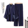 Pure Cotton Mens Pajamas Set Japanese Kimono Plus Size Long Sleeve Pant Suit Casual Comfortable Home Service Two-piece Sleepwear