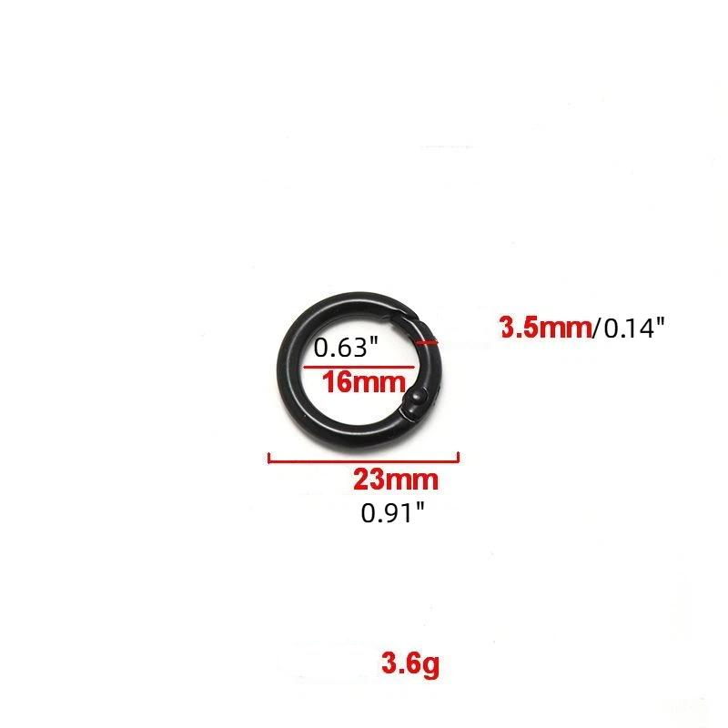 Black Metal Spring O Rings Durable Rustproof Multiple Sizes For Diy Craft Bag Making Keychain Accessories