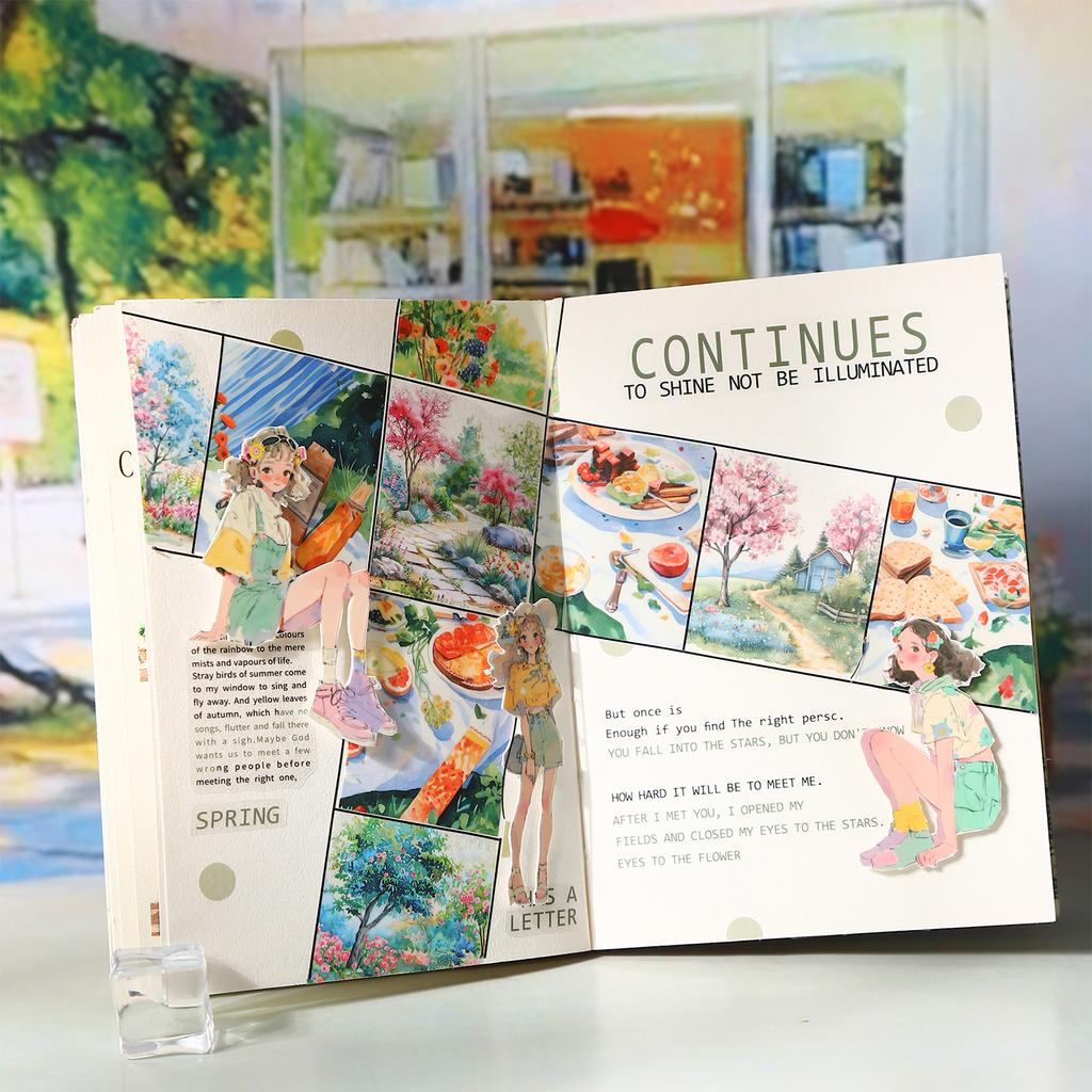 1 Roll Fashion Girl Stickers 4 Seasons Outfit DIY Scrapbook Journal Washi Tape For Phone Case Notebook Decoration Cute Stationer