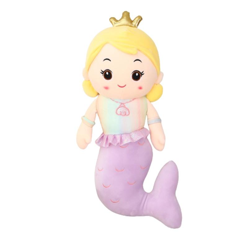 Cute Mermaid Plush Pillow Toy For Girls, Princess Bed Decor, Soft Velvet Stuffed Doll