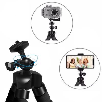Flexible Cell Phone Tripod Mini Tripod with Phone Holder 1/4-20 Screw 360 Degree Swivel For Travel Photography