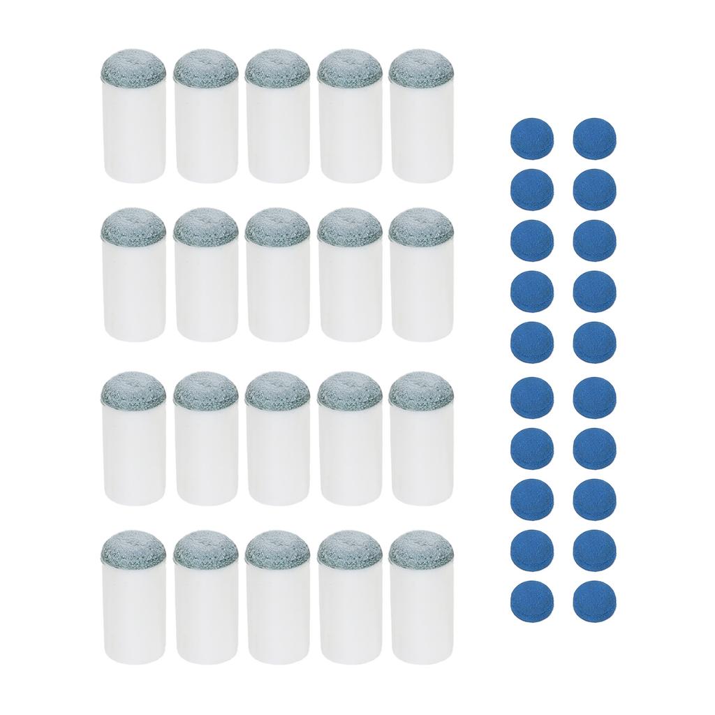 Pool Cue Tips Billiard Cue Tips 20 Sets Secure Fit Abrasion Proof 12mm Replacement Tips for Snooker Players Gray and Blue Plastic  