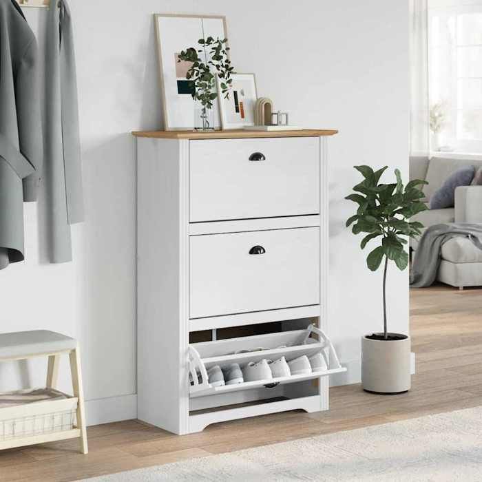 VidaXL Shoe Rack BODO White and Brown 80x35x118 Cm, Shoe Storage, Shoe Storage Cabinet, 4016882