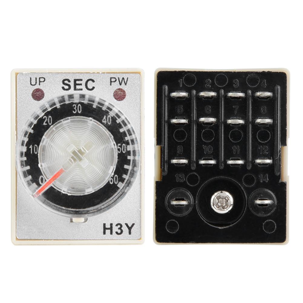 H3Y 4 Time Relay Pointer Control Delay Timer Control Switch 14 Pin 24VDC (60S)
