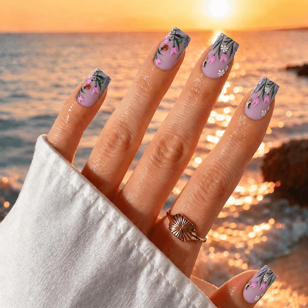 Pegatinas Desmontables para Uñas Estilo Europeo y Americano - Uñas Postizas Simples y Llevables