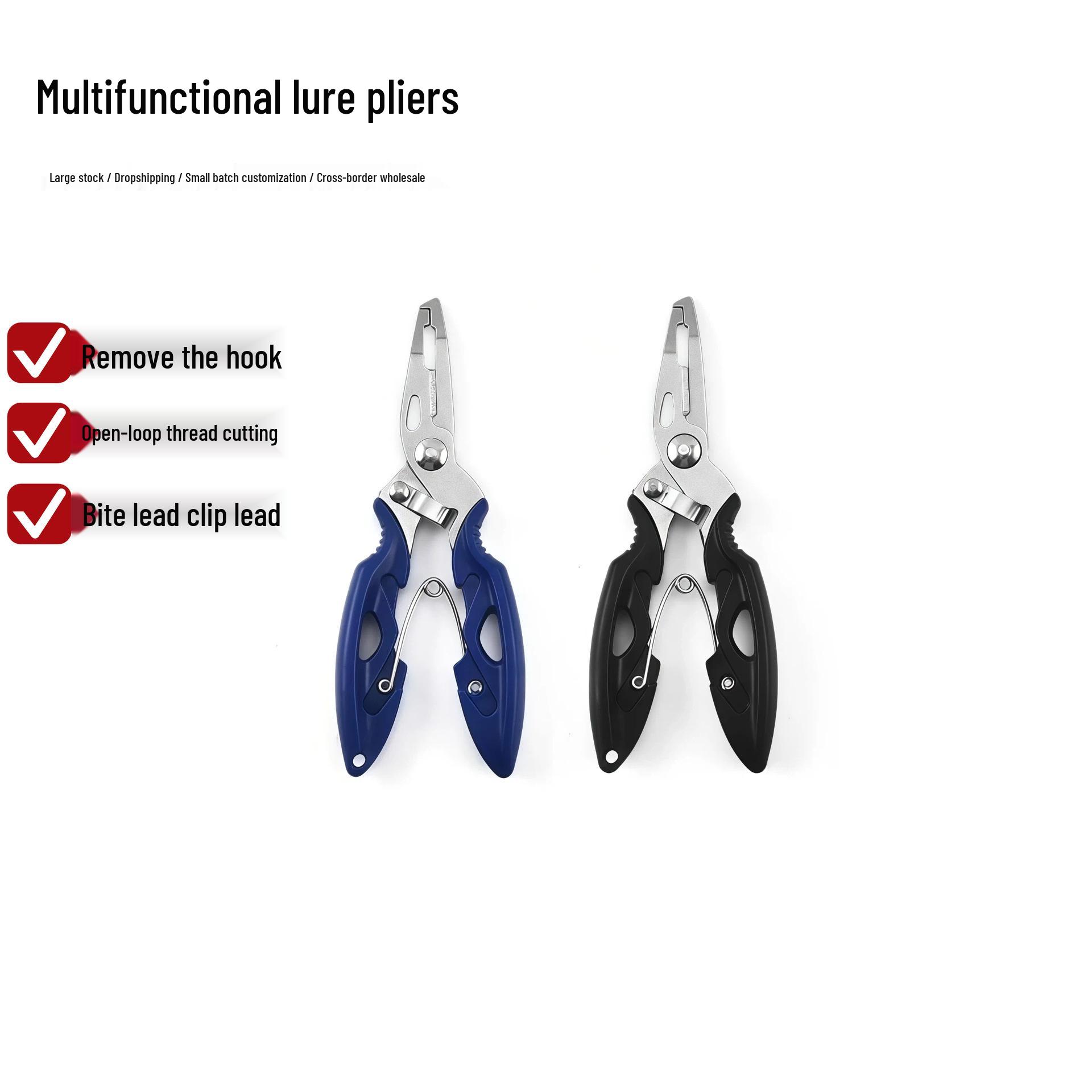 Multi-Functional Fishing Tool: Stainless Steel Gripper, Scissors, Line Opener, Hook Remover, Lure Pliers with Strong Ring Blue Multi-functional Lure Pliers [1 piece]